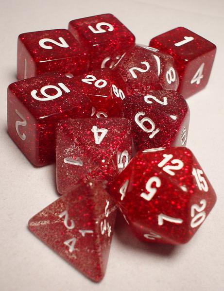 Koplow RPG Dice Sets: Red/White Glitter 10-Die Set
