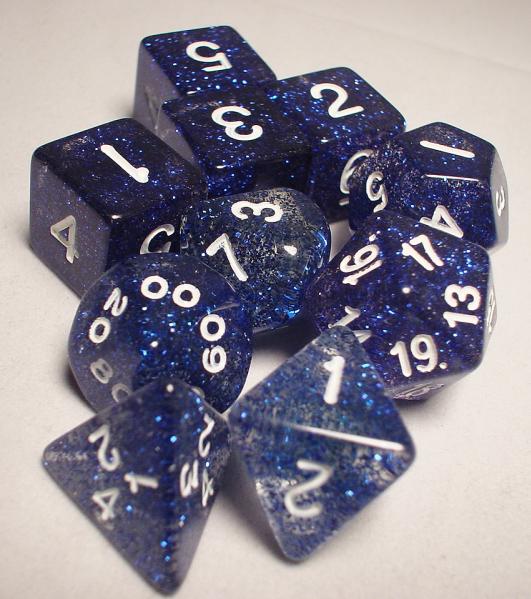 Koplow RPG Dice Sets: Blue/White Glitter 10-Die Set