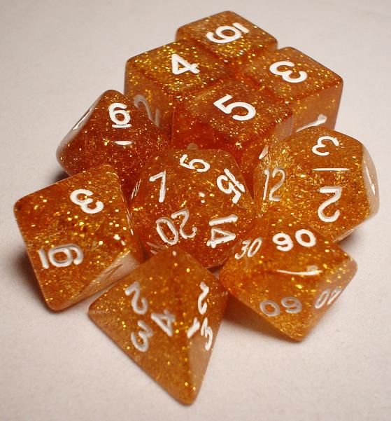 Koplow RPG Dice Sets: Gold/White Glitter 10-Die Set