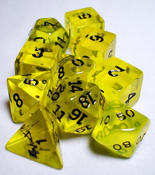 Koplow RPG Dice Sets: Yellow/Black Transparent 10-Die Set
