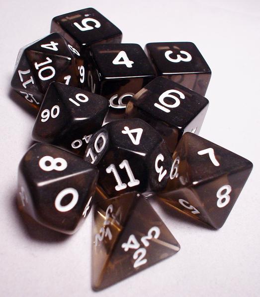 Koplow RPG Dice Sets: Black/White Transparent 10-Die Set