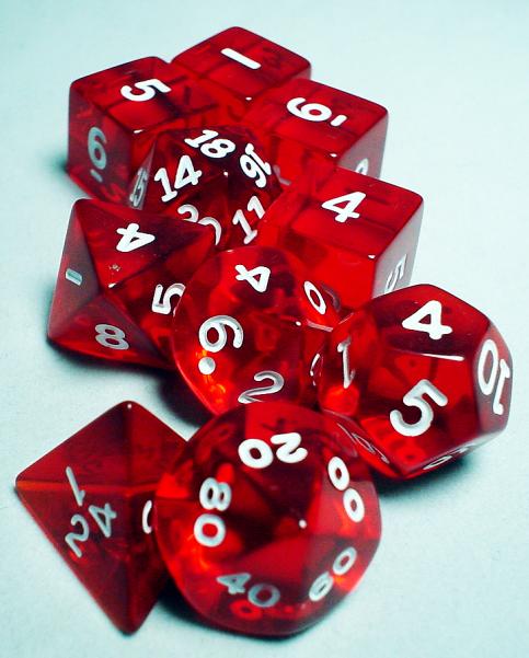 Koplow RPG Dice Sets: Red/White Transparent 10-Die Set