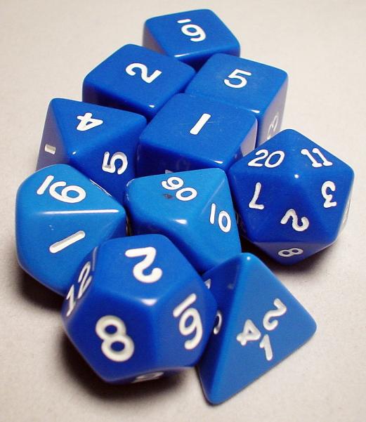 Koplow RPG Dice Sets: Blue/White Opaque 10-Die Set