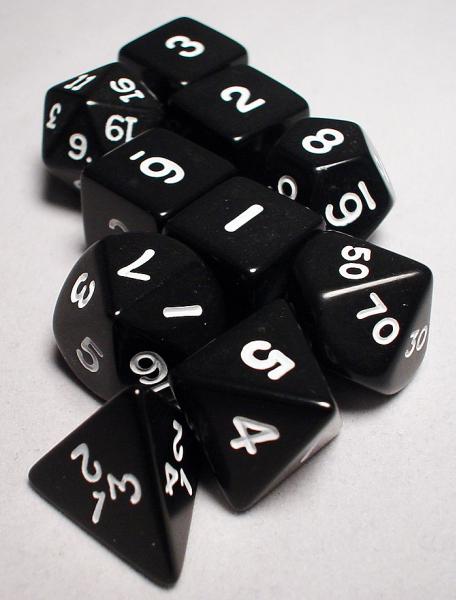 Koplow RPG Dice Sets: Black/White Opaque 10-Die Set