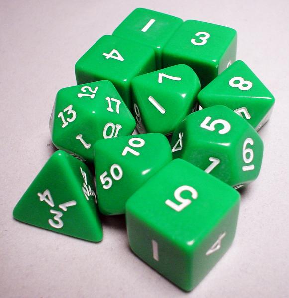 Koplow RPG Dice Sets: Green/White Opaque 10-Die Set