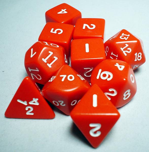 Koplow RPG Dice Sets: Red/White Opaque 10-Die Set