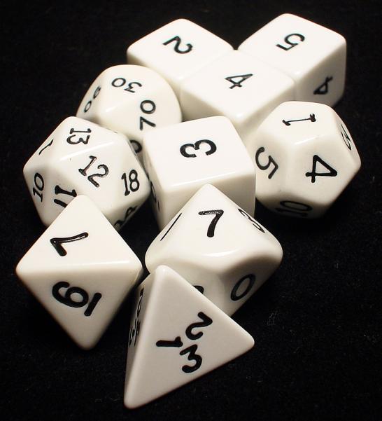 Koplow RPG Dice Sets: White/Black Opaque 10-Die Set
