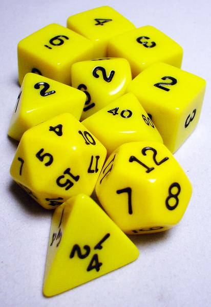 Koplow RPG Dice Sets: Yellow/Black Opaque 10-Die Set