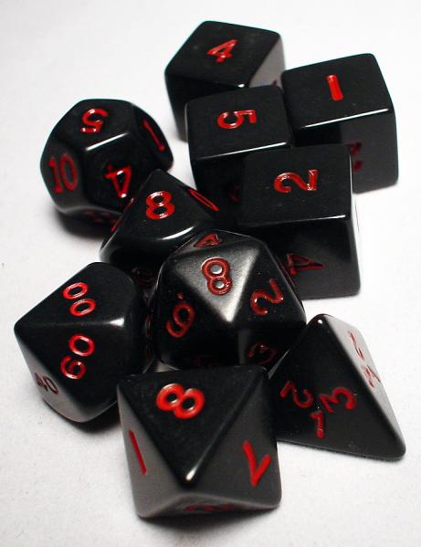 Koplow RPG Dice Sets: Black/Red Opaque 10-Die Set