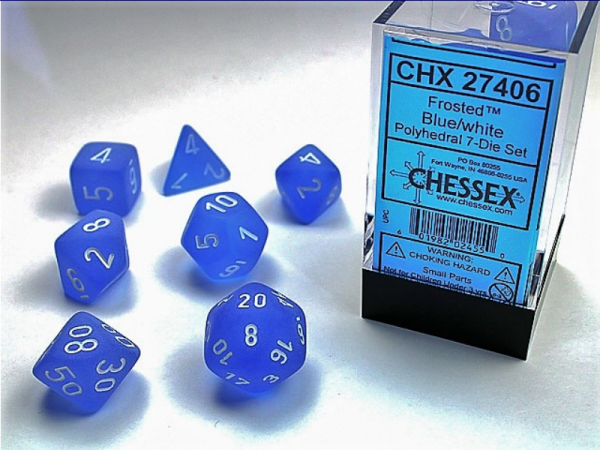 Chessex RPG Dice Sets: Blue/White Frosted Polyhedral 7-Die Set