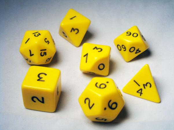 Jumbo RPG Dice Sets: Yellow/Black Opaque Polyhedral 7-Die Set