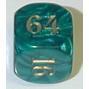 Backgammon Accessories: 22mm Green/Gold Pearl Doubling Cubes