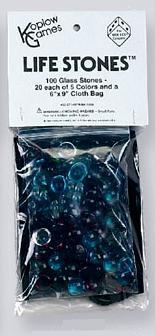 Gaming Counters: Assorted Life Stones (100) w/Cloth Bag (6''x9'')