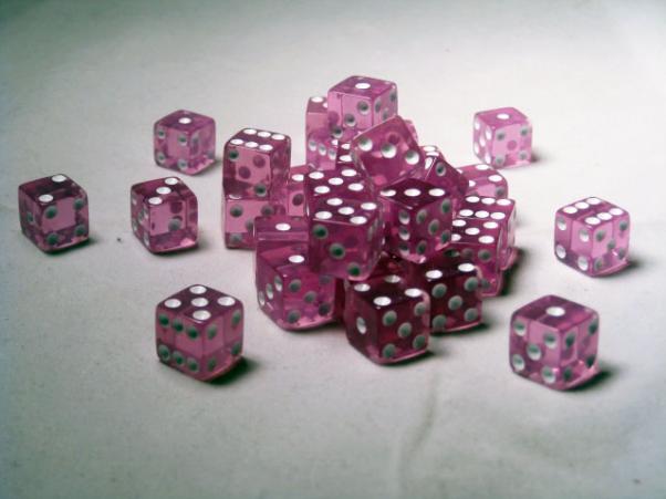 Square Cornered Dice: Purple/White Translucent 12mm d6 (36)