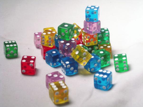 Square Cornered Dice: Assorted/White Translucent 12mm d6 (36)