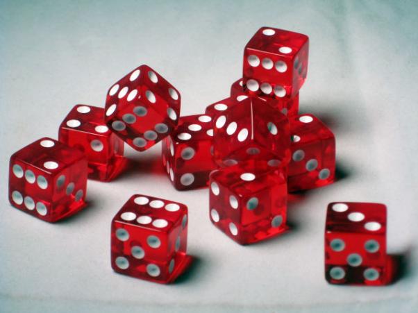 Square Cornered Dice: Red/White Translucent 16mm d6 (12)