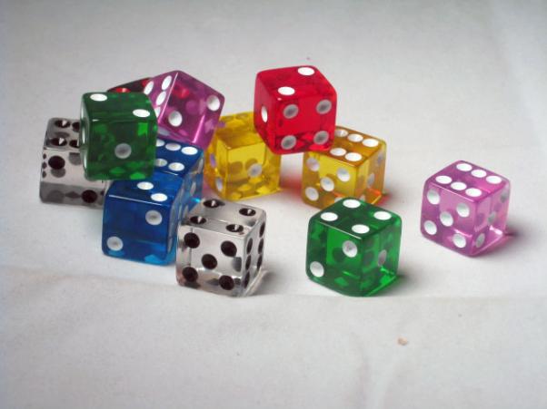 Square Cornered Dice: Assorted/White Translucent 16mm d6 (12)