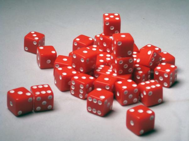 Square Cornered Dice: Red/White Opaque 12mm d6 (36)