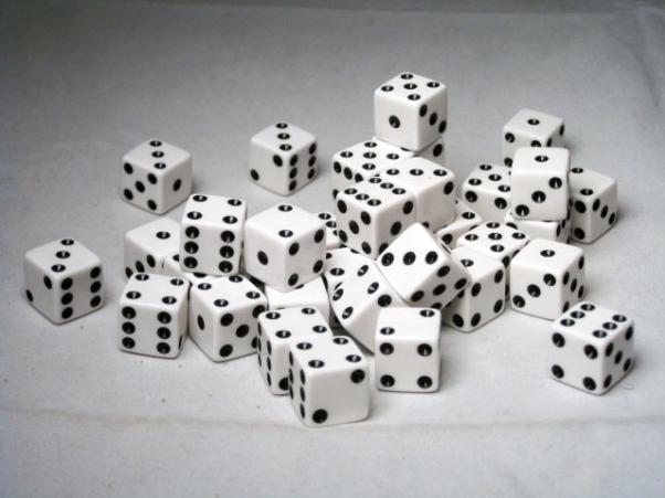 Square Cornered Dice: White/Black Opaque 12mm d6 (36)