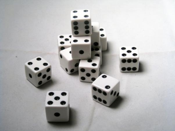 Square Cornered Dice: White/Black Opaque 16mm d6 (12)