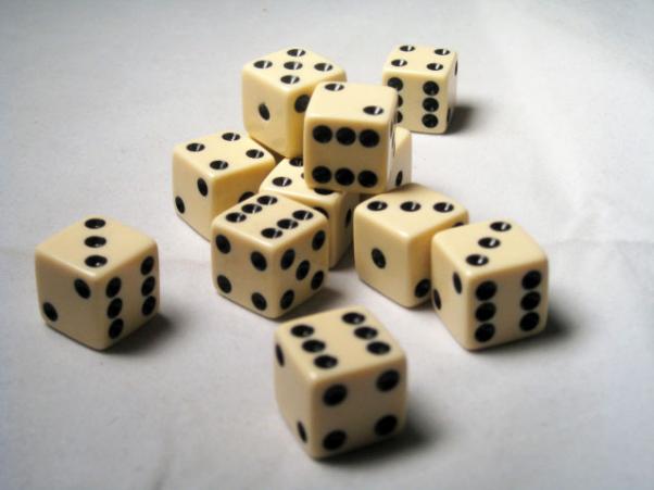 Square Cornered Dice: Ivory/Black Opaque 16mm d6 (12)