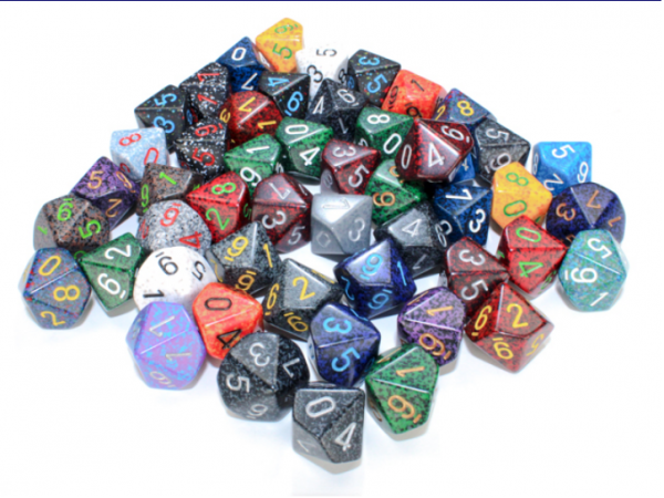Chessex Bulk Dice Sets: Assorted Speckled d10 Bag (50)