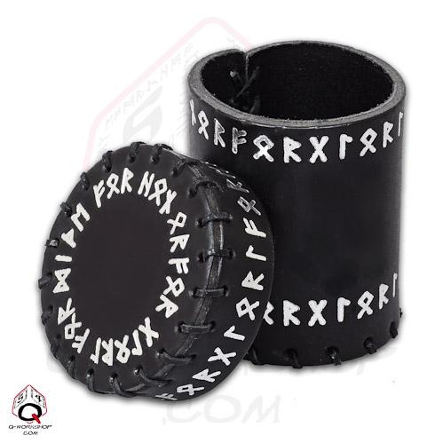 Leather Dice Cups: Black Runic Leather Dice Cup