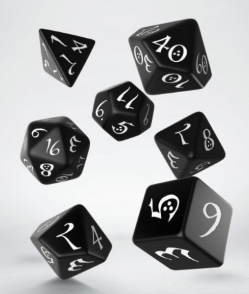 Exotic Dice: Classic RPG Dice Set - Black & White (7)