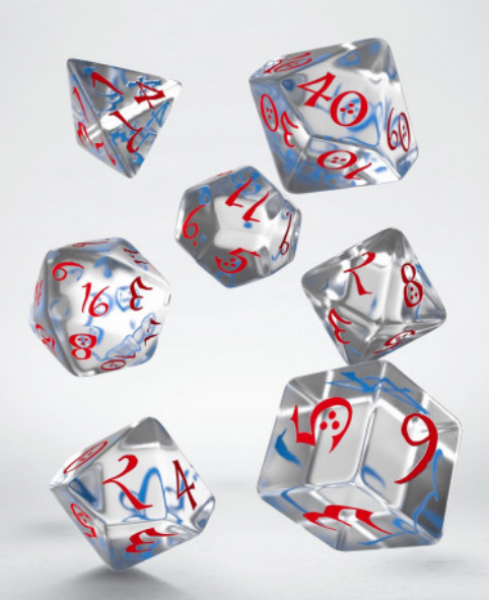 Exotic Dice: Classic RPG Dice Set - Translucent & Blue-red (7)