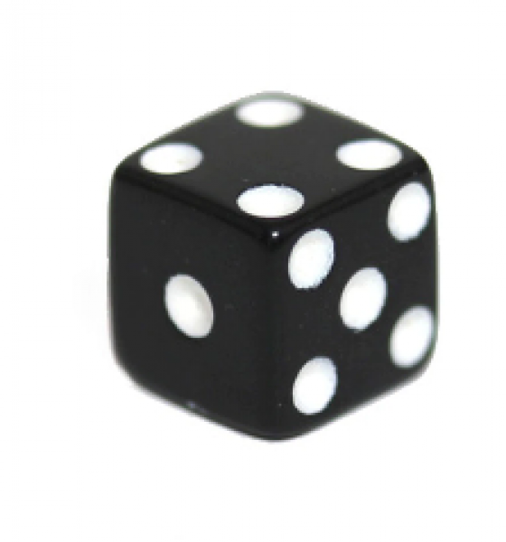 Miniature Dice: Black/White Opaque 8mm Pipped d6 (1)