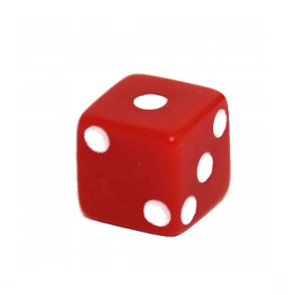 Miniature Dice: Red/White Opaque 8mm Pipped d6 (1)