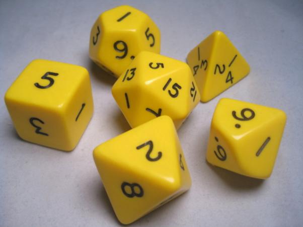 Jumbo RPG Dice Sets: Yellow/Black Opaque Polyhedral 6-Die Set