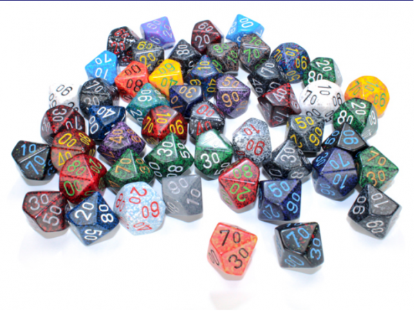 Chessex Bulk Dice Sets: Assorted Speckled Percentile d00 Bag (50)