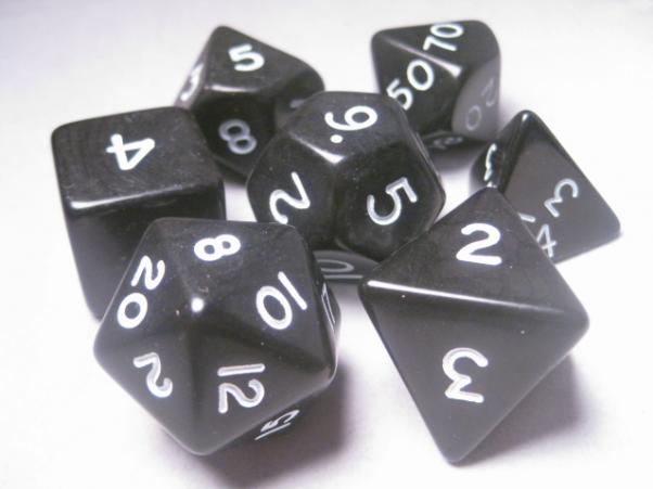 Jumbo RPG Dice Sets: Black/White Opaque Polyhedral 7-Die Set