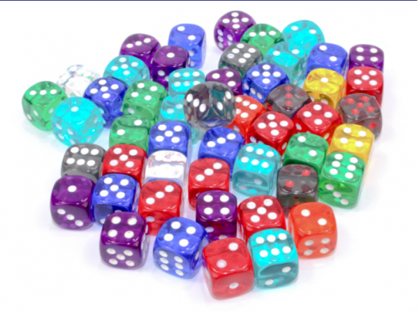 Chessex Bulk Dice Sets: Assorted Translucent 12mm d6 Bag (50)