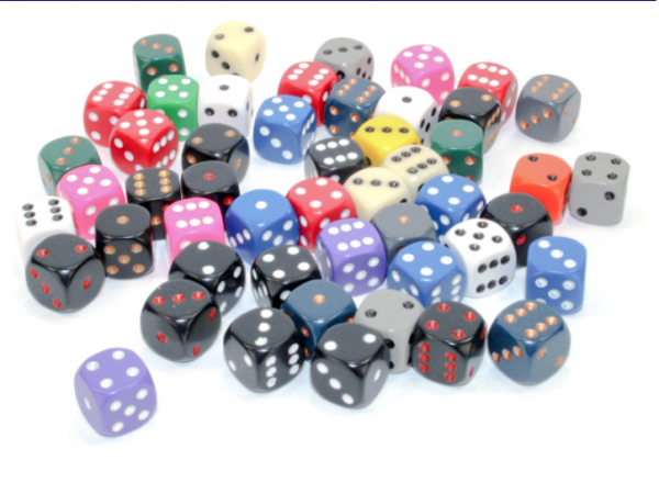 Chessex Bulk Dice Sets: Assorted Opaque 12mm d6 Bag (50)