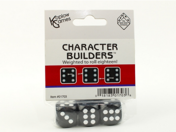 Chessex: 18mm Wood Character Builders Black w/silver (3)