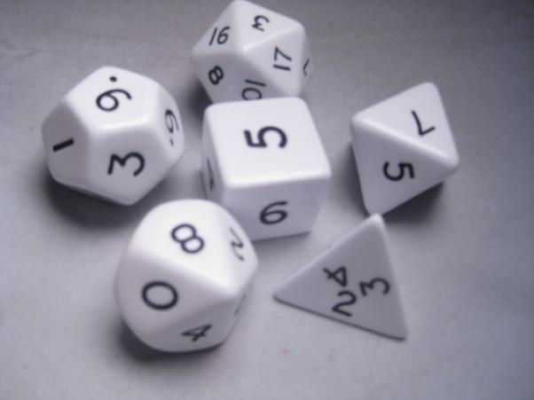 Jumbo RPG Dice Sets: White/Black Opaque Polyhedral 6-Die Set