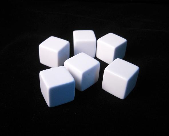 Blank Dice: 19mm White D6 Set with Stickers (6)