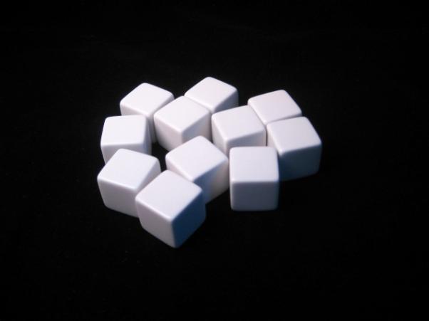 Blank Dice: 16mm White D6 Set with Stickers (12)