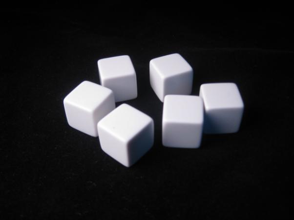 Blank Dice: 16mm White D6 Set with Stickers (6)