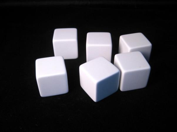 Blank Dice: 25mm White D6 Set with Stickers(6)