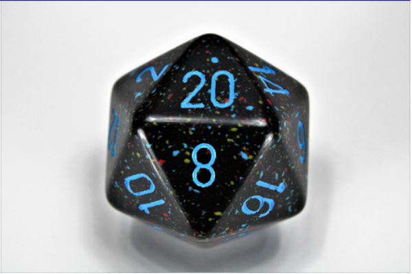 Chessex Special Dice: Black/Blue Blue Stars Speckled 34mm d20