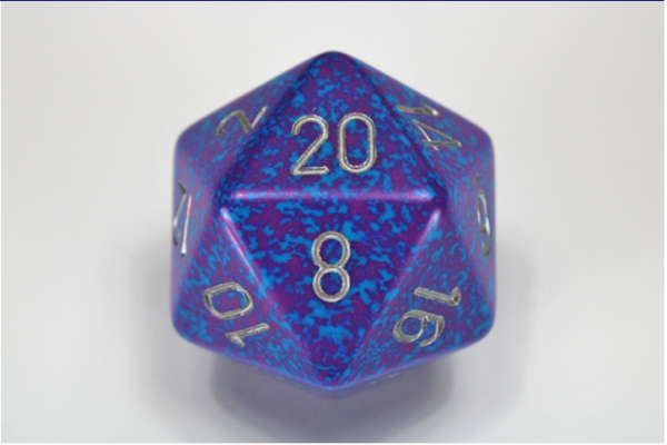 Chessex Special Dice: Purple/Silver Silver Tetra Speckled 34mm d20