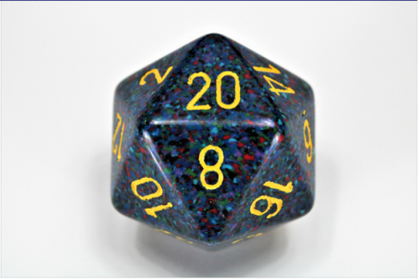 Chessex Special Dice: Blue/Yellow Twilight Speckled 34mm d20
